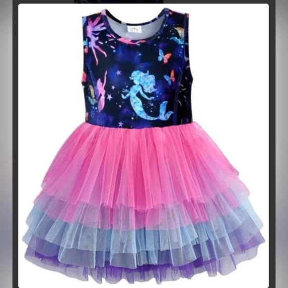 Mermaid/Fairy Fantasy Kids Tutu Dress - Pink and Purple Size 3-4 - Picture 1 of 3